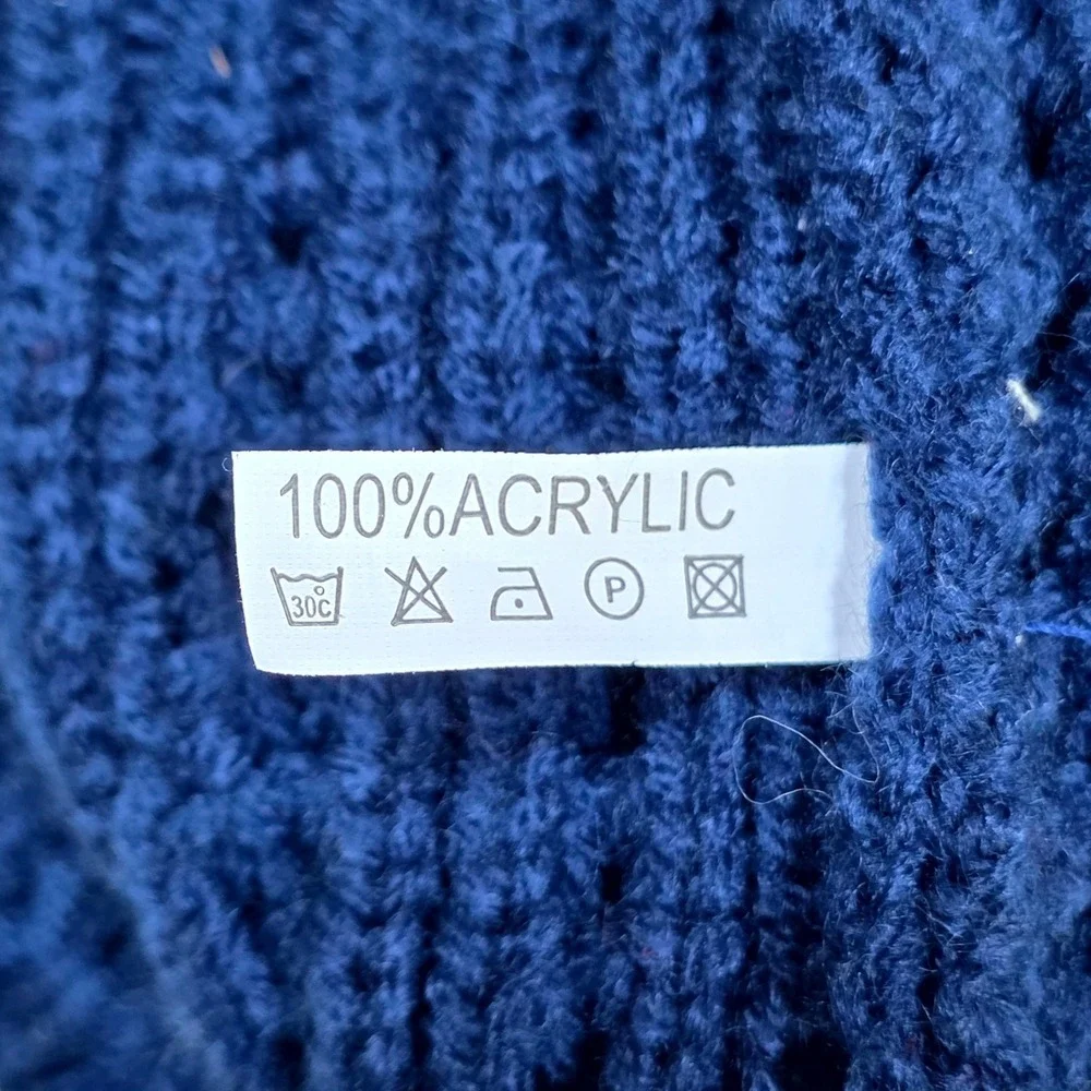 Infinity Scarf Navy Blue Cable Knit Winter Neck Warmer Chunky Cold Weather Wear